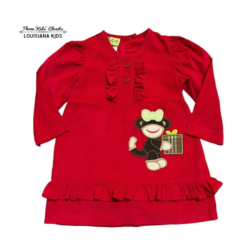 Stellybelly 18m Christmas Monkey Appliqué Dress